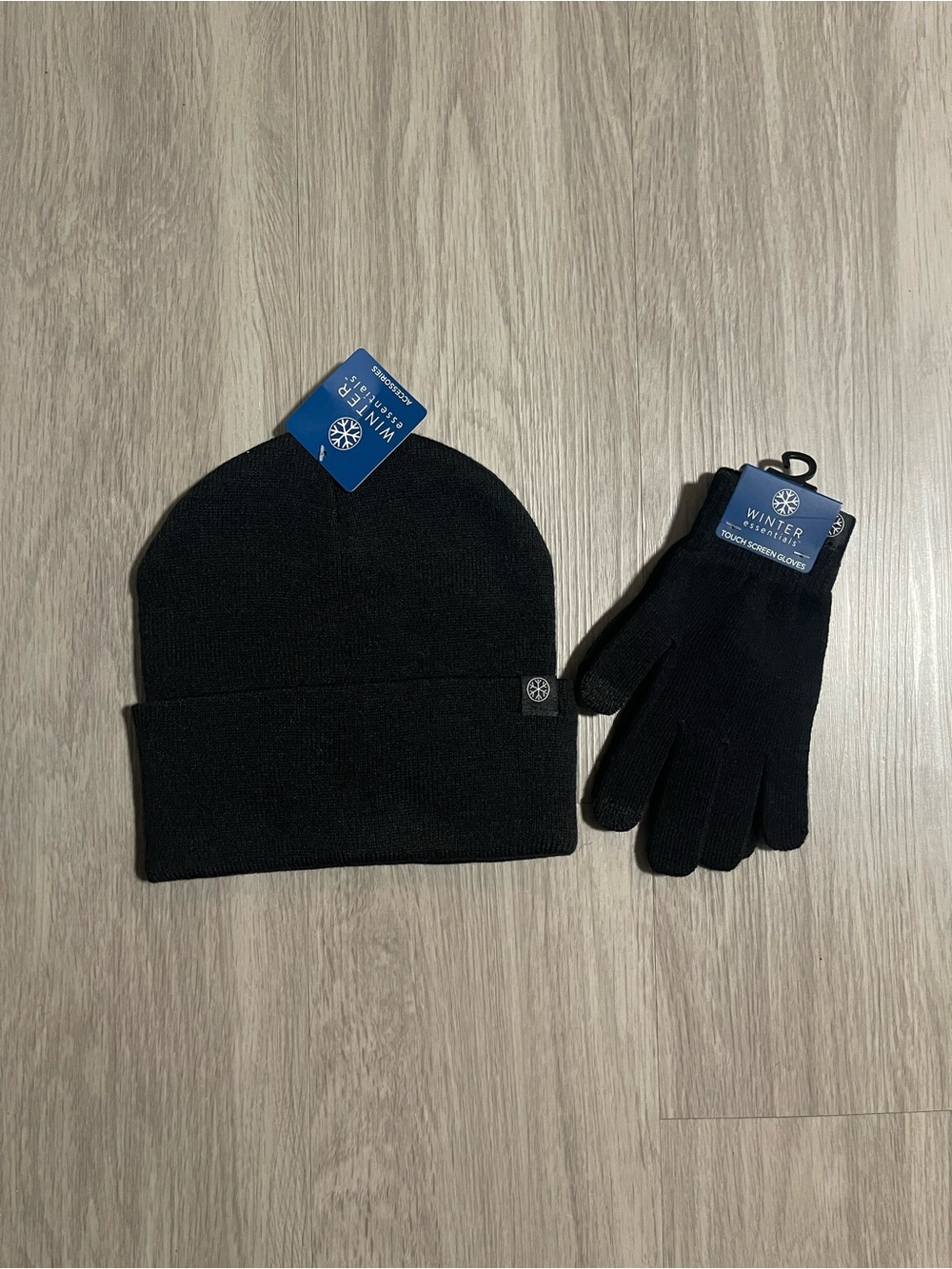 Winter Basics Men’s Black Beanie and Gloves Set
